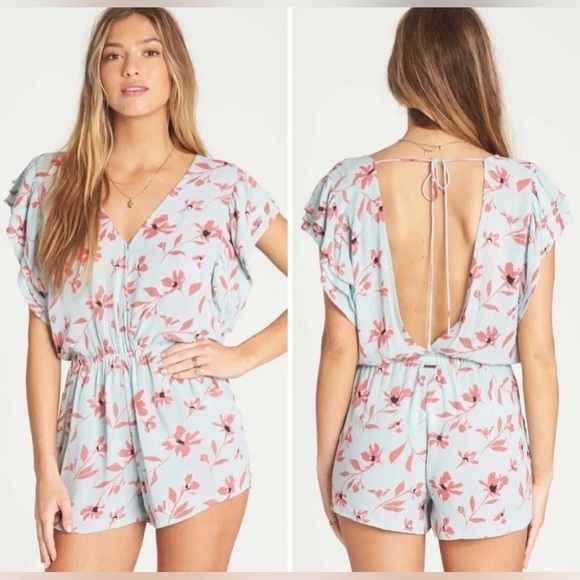 Billabong‎ Cherry Blossom Open Back Romper - L - Picture 1 of 16